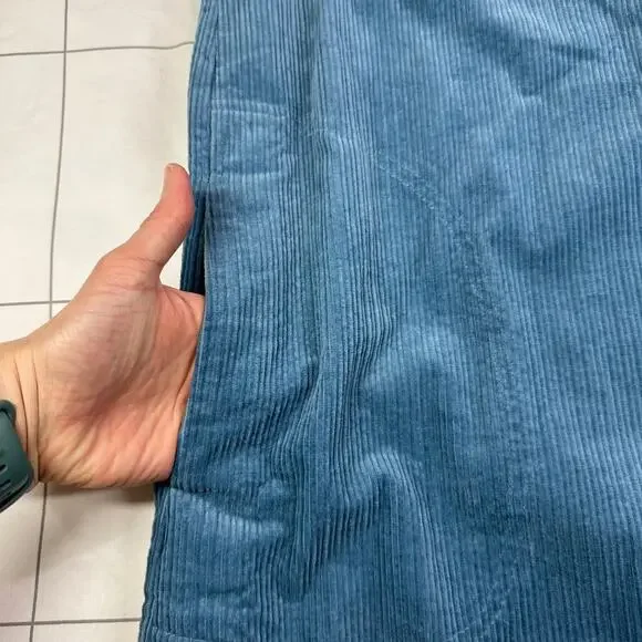 Madewell Dress Womens 2X Blue Corduroy Mini Shirtdress Long Sleeve Shift Collar - Picture 7 of 10